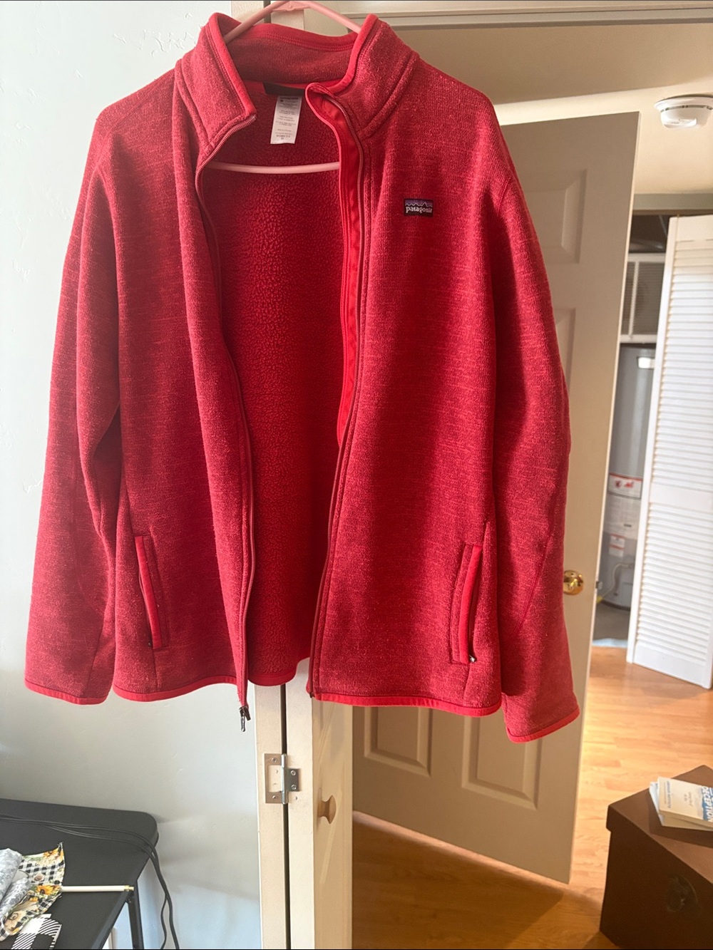 Patagonia Women’s Red Full-Zip Fleece Jacket with Stand Collar